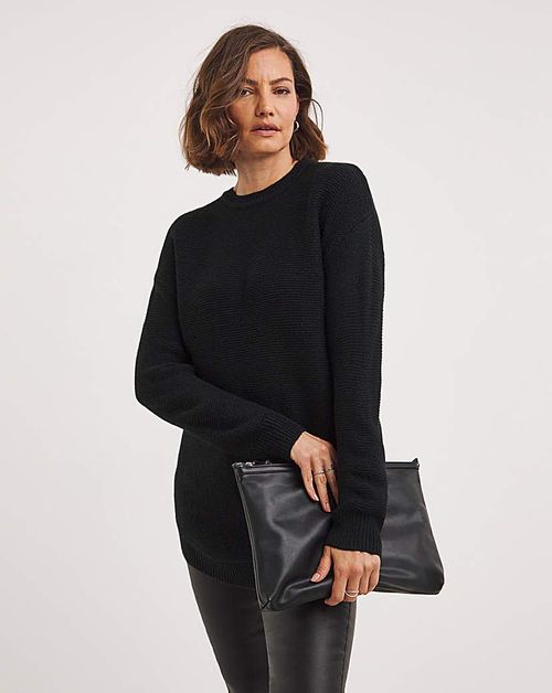 Black Longline Curved Hem Top