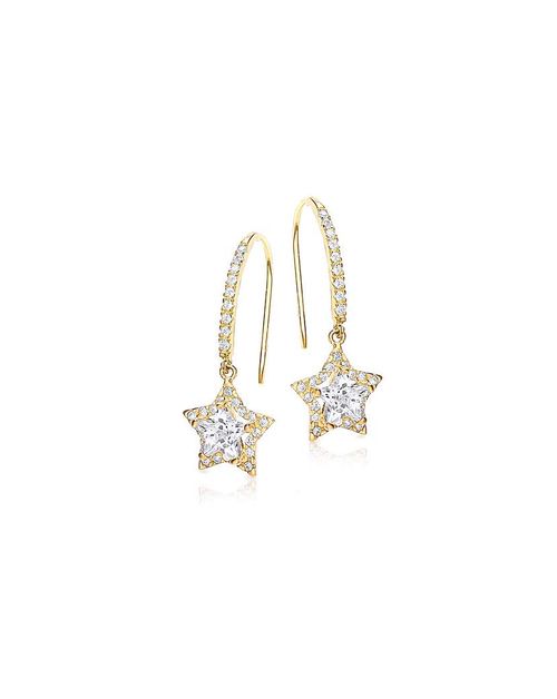 9CT Gold Star CZ Drop Earrings