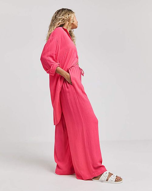 Crinkle Wide Leg Trousers