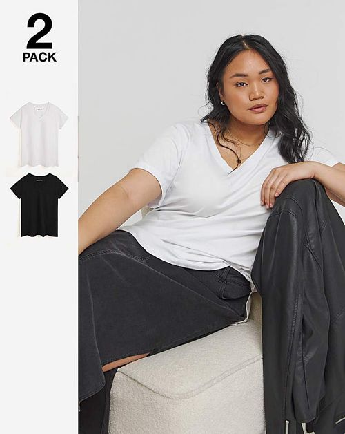 2 Pack V Neck Longline Tees