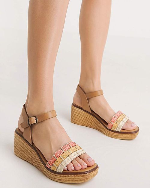 Leather Wedge Sandal With...