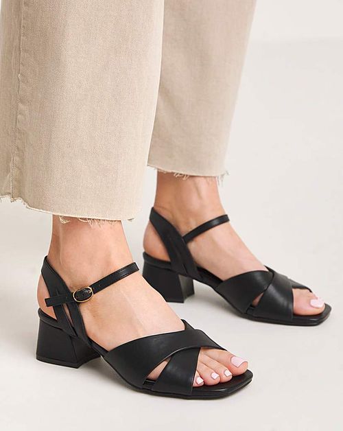 Crossover Block Heel Sandals...