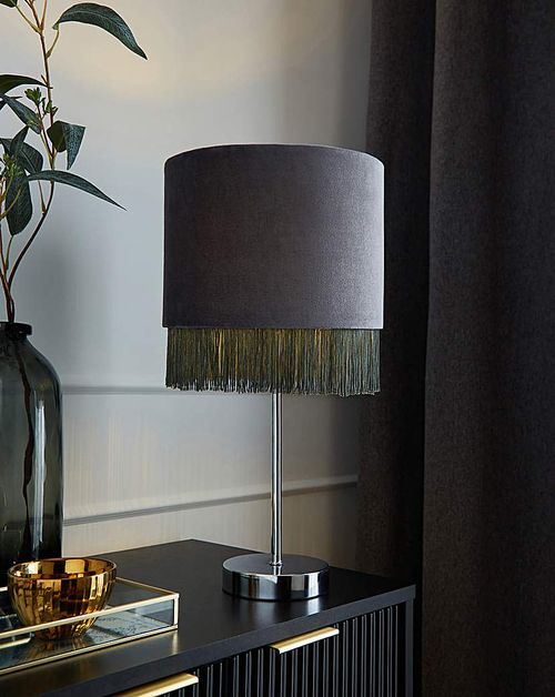 Velvet Fringed Table Lamp