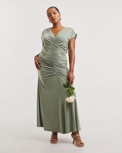 Sage Ruched Bridesmaid Dress