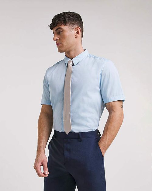 Blue Short Sleeve Formal...