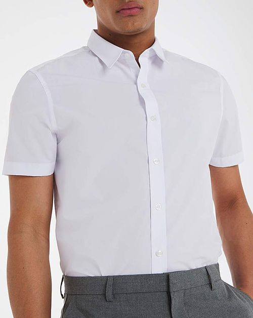 White Short Sleeve Formal...