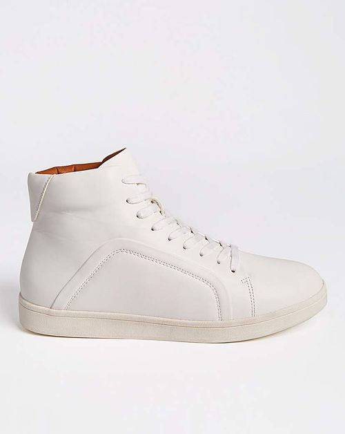 White Hitop Trainer Wide Fit