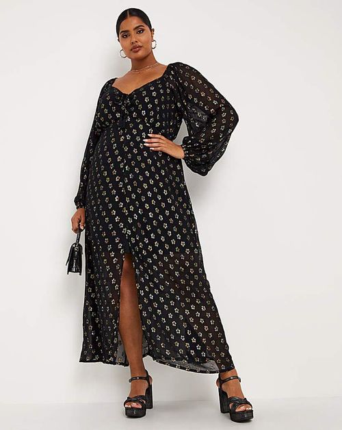 Foil Print Maxi Dress