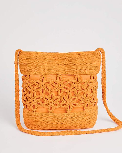 Flower Detail Orange Crochet...