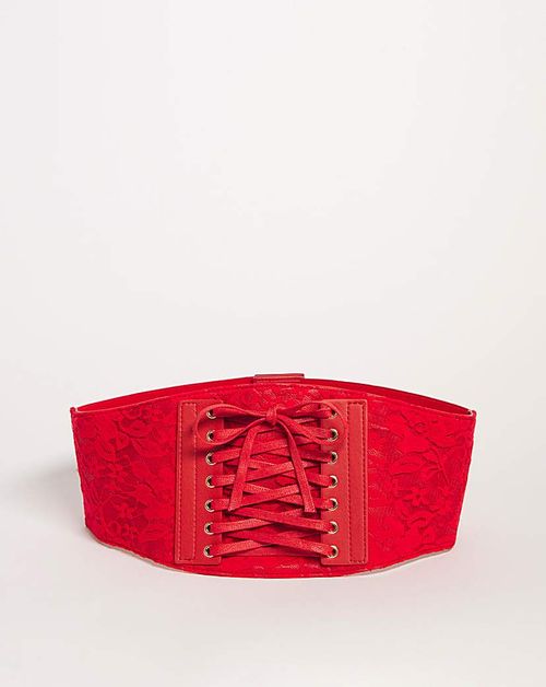 Red Lace Detail Corset Belt