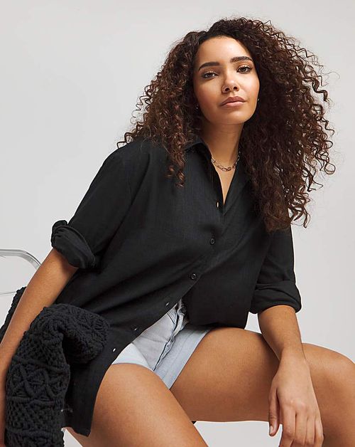 Black Oversized Linen Shirt