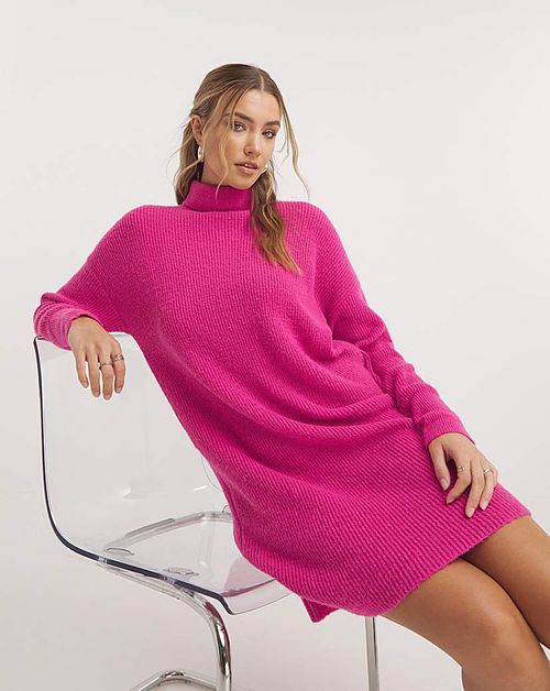 Pink Long Sleeve Knitted Mini...