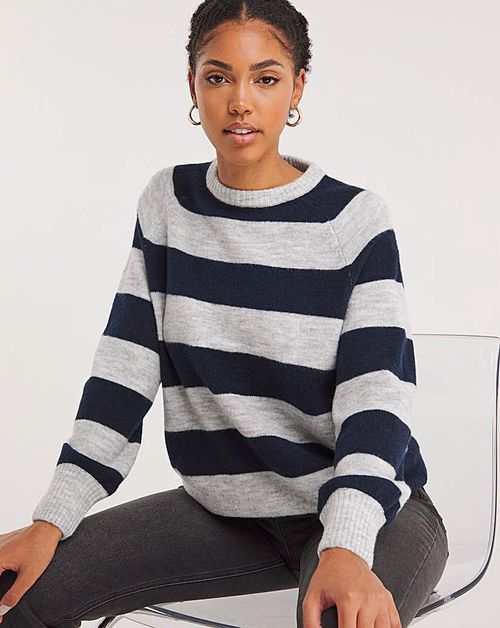 Grey Stripe Longline Jumper