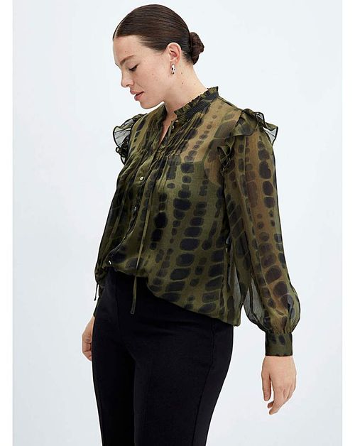 Mango Satin Print Blouse