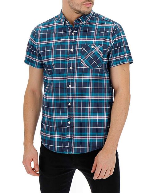 Navy Check Oxford Shirt Long