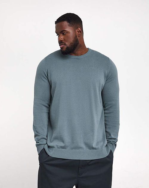 Blue Knitted Crew Neck Jumper