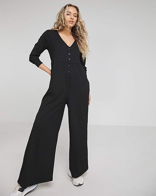 Waffle Button Up Jumpsuit