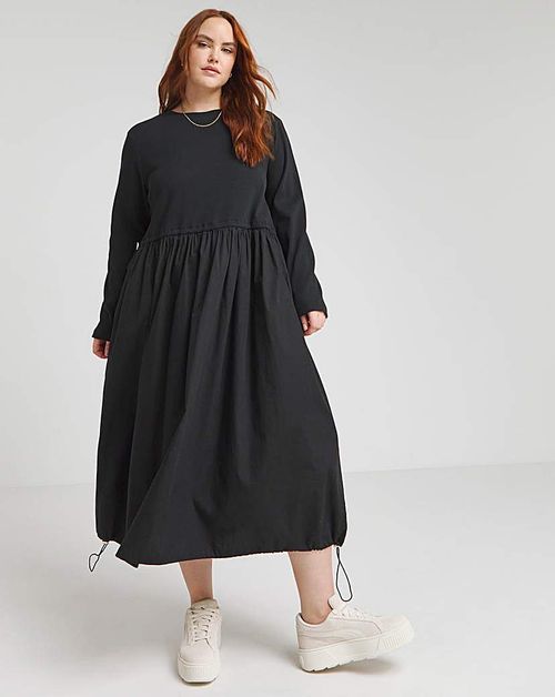 Black Jersey Mix Utility Midi...