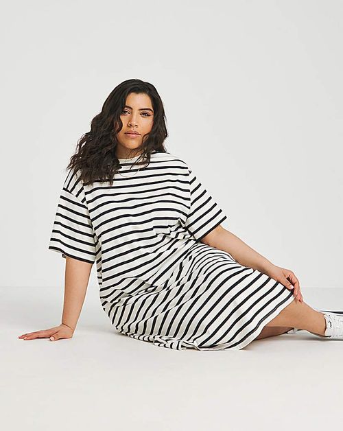 White Stripe Midi T-Shirt...