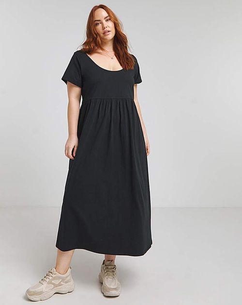 Black Cotton Jersey Midi...