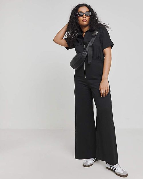 Black Utility Twill Jumpsuit