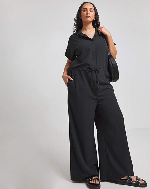 Black Wide Leg Jumpsuit With...