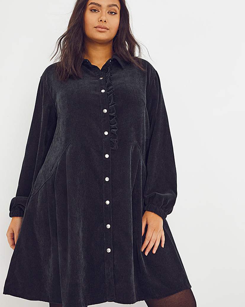 Baby Cord Ruffle Detail Smock Dress 