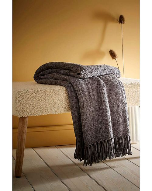 Soft Chenille Fringed Throw
