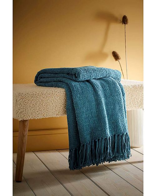 Soft Chenille Fringed Throw