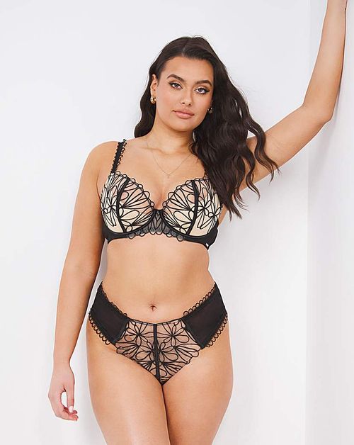 Figleaves Curve Amore lace and fishnet detail bralette with lace