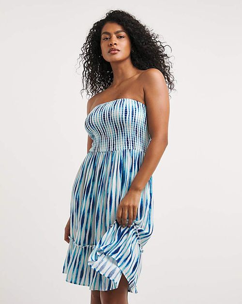 Shirred Bandeau Midi Beach...