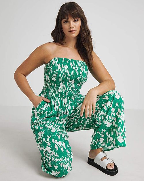 Shirred Bandeau Beach Jumpsuit