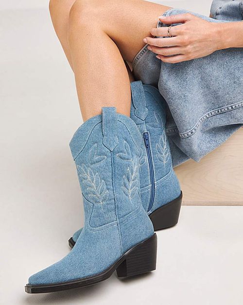 Embroidered Calf Western...