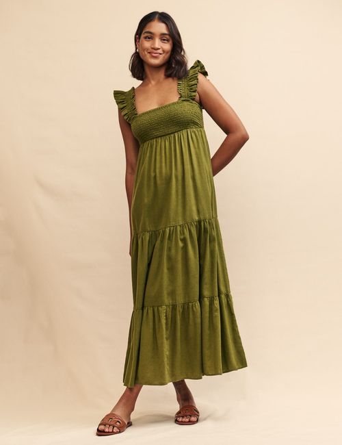 Khaki Green Maya Midi Dress