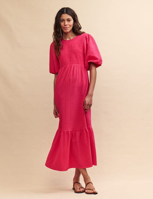 Pink Puff Sleeve Kelsie Midi...