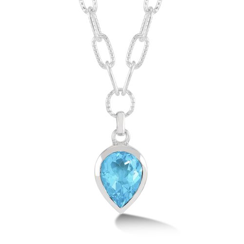 Women's Large Pear Blue Topaz...