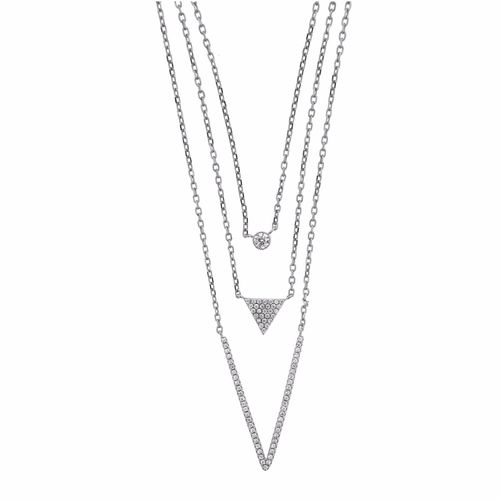 Women's White Three Strand Cz...