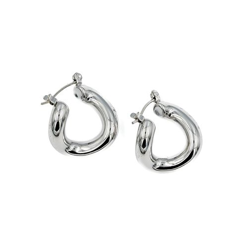 Women's Silver Twisted Hoop...