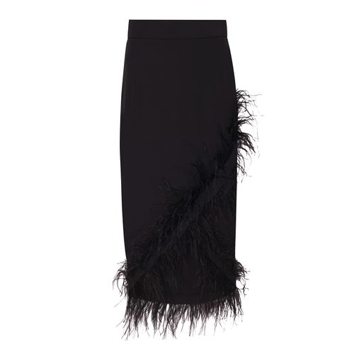 Women's Black Feather Trimmed...