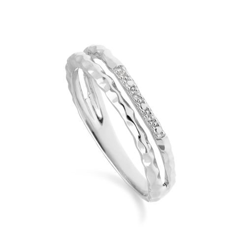 Women's Diamond Pavé Hammered...