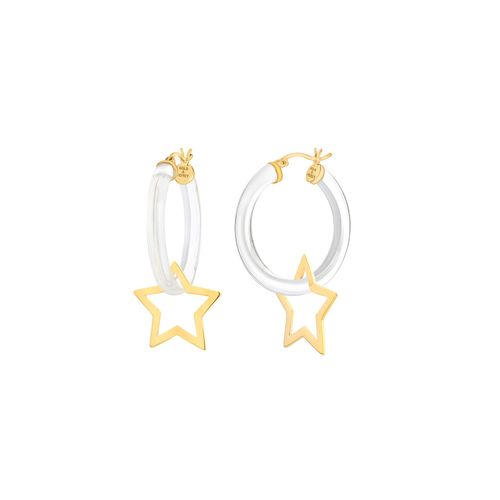 Women's Gold Star Charm Hoop...