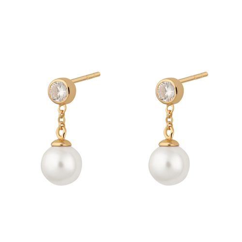 Women's Gold Pearl Drop Stud...