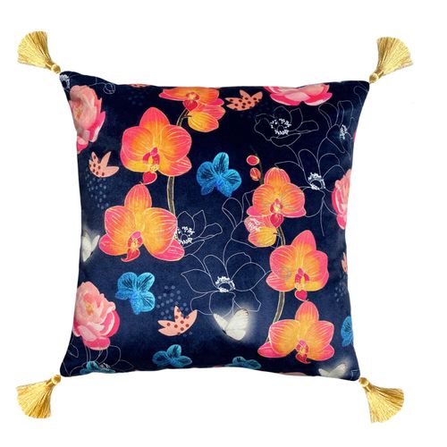 Peony & Orchid Velvet Cushion...