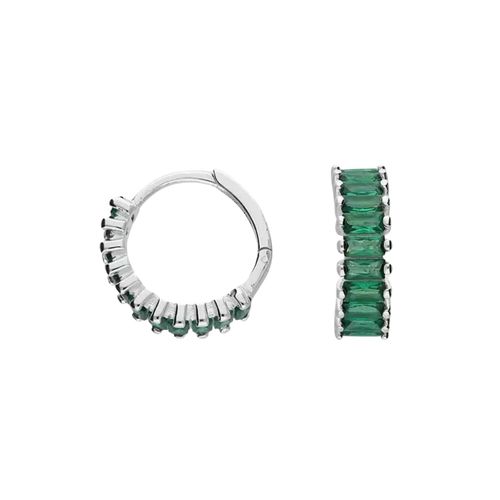 Women's Emerald Glass Huggie...