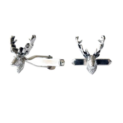 Men's Stag Cufflinks - Silver...