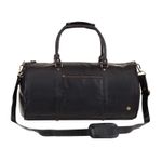 MAHI Leather - Leather Weekend Classic Duffle/Holdall - Overnight/Gym Bag In Black