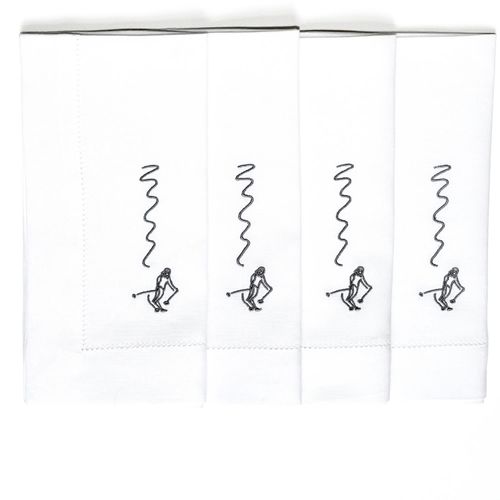 Skiers Embroidered Napkin,...