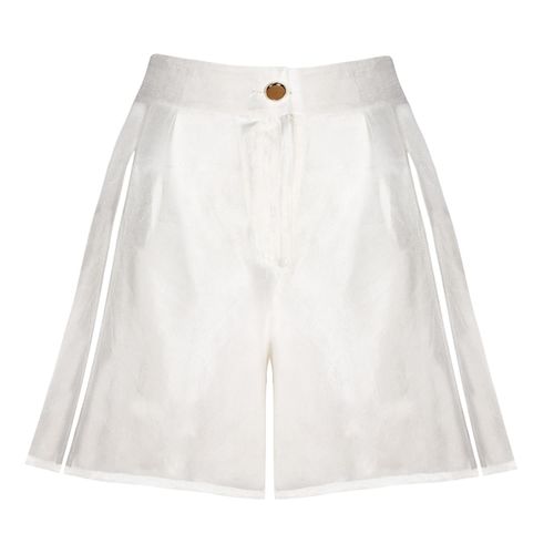 White Double Slit Silk Shorts...