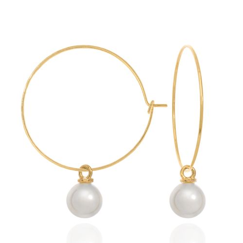 Women's Gold Pearl Hoops C....