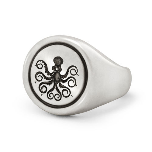 Men's Octopus Signet Ring In...